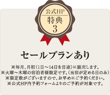 公式HP特典3 セールプランあり